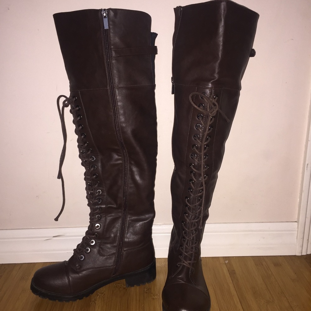 Over the knee combat boots! Size 8